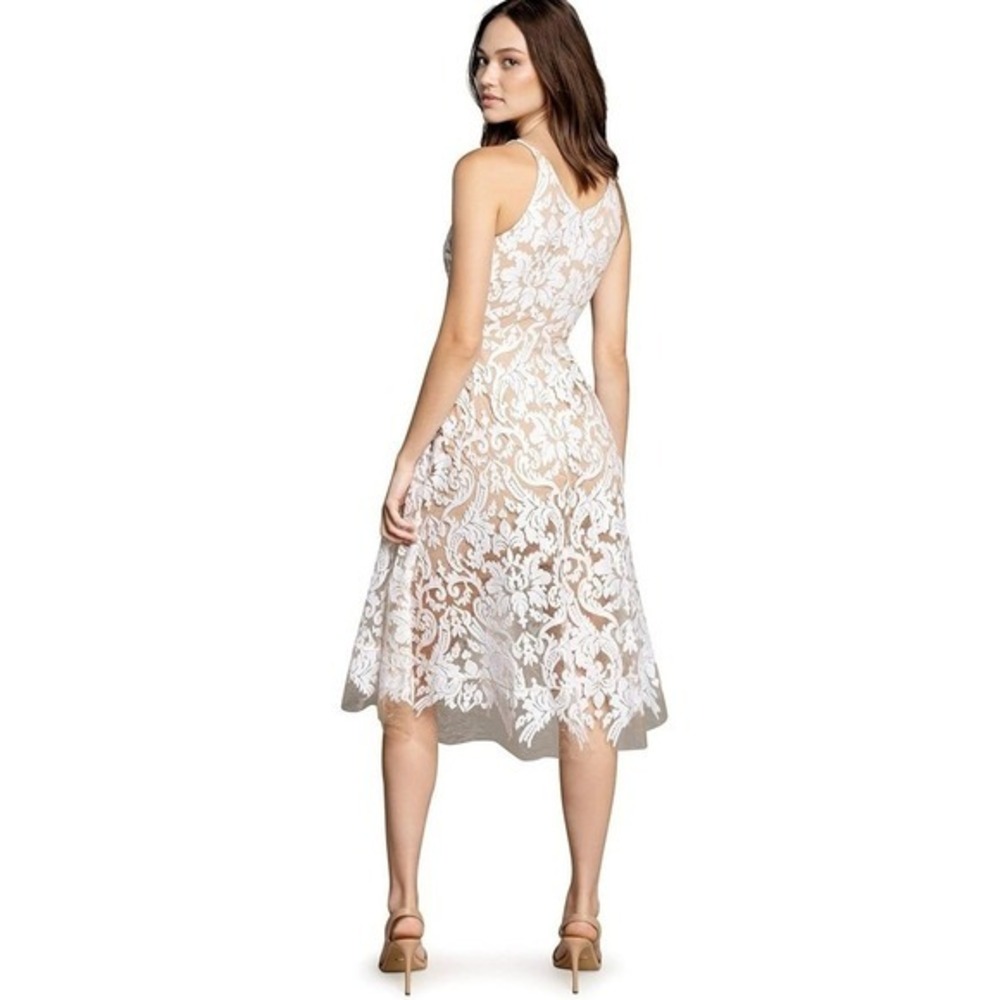 Dress the Population Women's Blair Plunging Fit and Flare Midi Dress Small - Picture 3 of 6